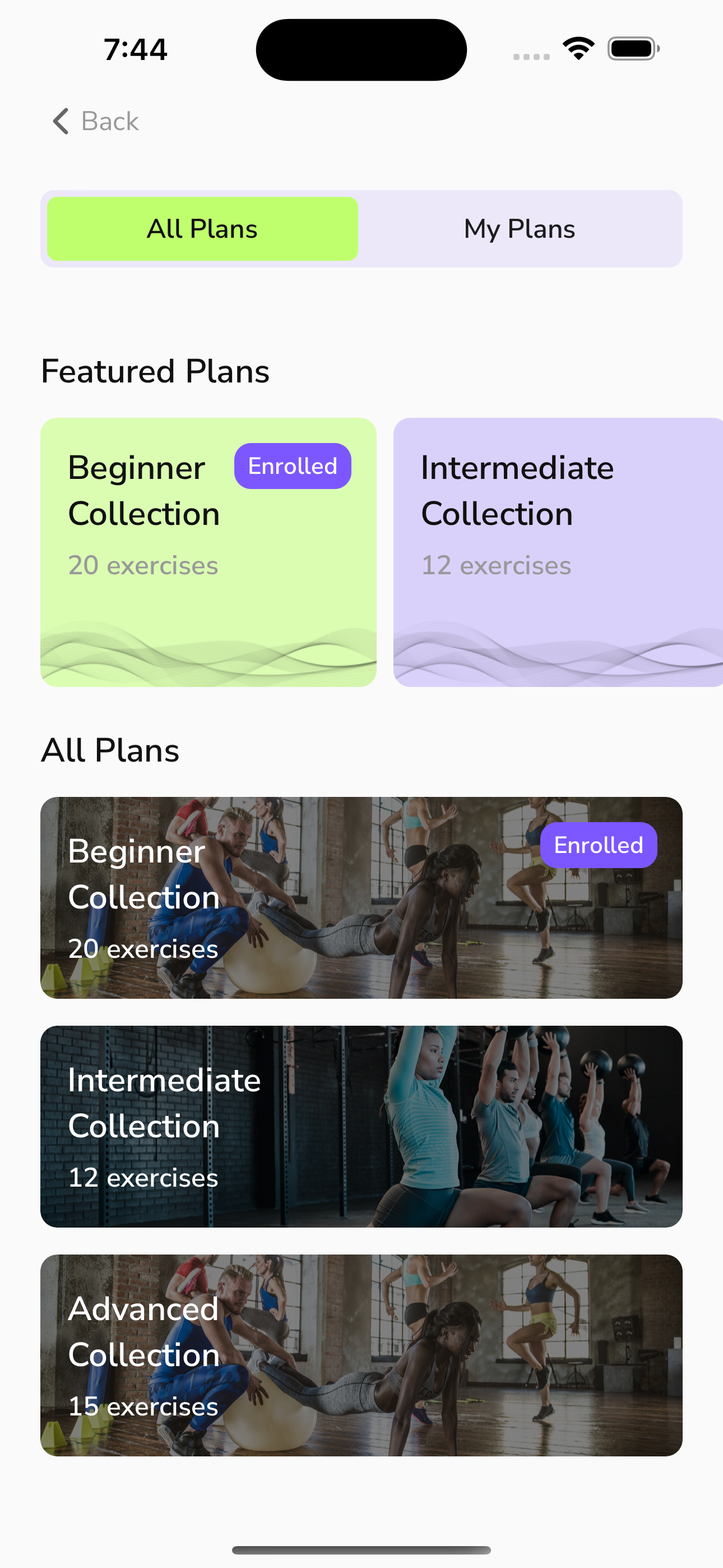 FitLead.AI workout planning screen with AI-generated exercise routines